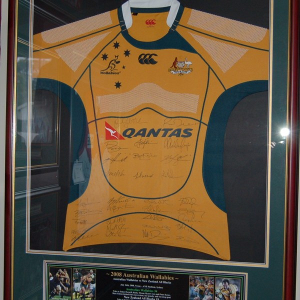 Wallabies 08 licensed Signed and Framed jersey Pro Sports Memorabilia