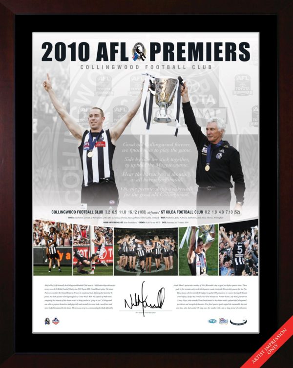 Collingwood AFL Premiers 2010 Captain Coash signed lithograph