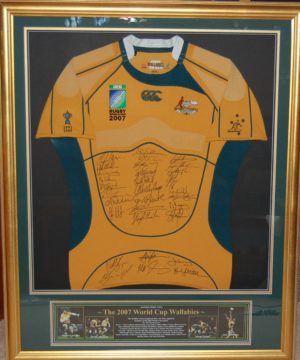 Wallabies 2007 World Cup signed and Framed jersey
