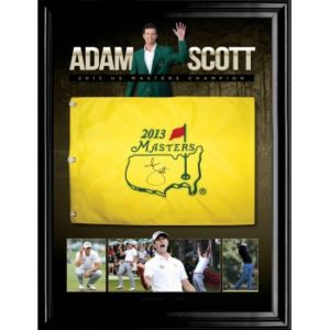 Adam Scott signed framed Master flag