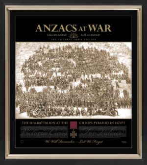ANZACS framed lithograph - The VC edition - features an exact replica Victoria Cross