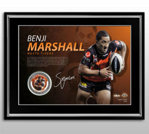 Benji Marshall framed medallion - personally signed lithograph