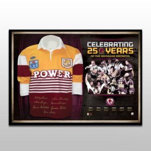 Brisbane Broncos 25 year Anniversary signed and framed jersey - Lockyer  Lewis  Tallis  Walters