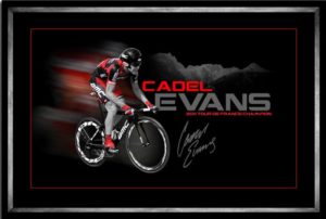 Cadel Evans Hero Shot signed and framed print