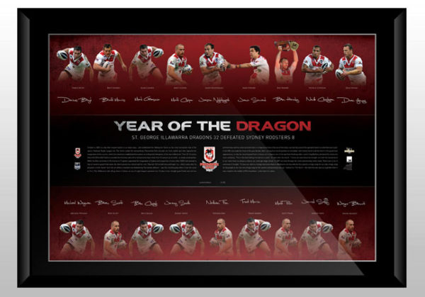 St George Illawarra Dragons NRL  Premiers 2010 signed and framed team lithograph