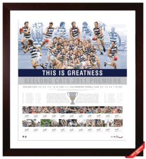 2011 Geelong team signed lithograph framed