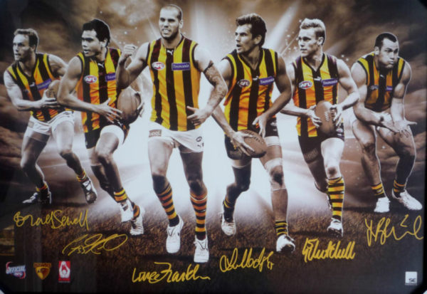 Hawthorn Hawks 6 player licenced lithograph framed