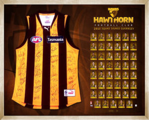 Hawthorn 2012 Team Signed and Framed Jersey