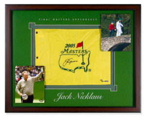 Jack Nicklaus signed framed US Masters piece.