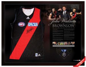 Jobe Watson 2012 Brownlow Medal Winner Signed & Framed Jersey