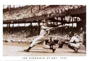 Joe Dimaggio 1941 Baseball print framed.
