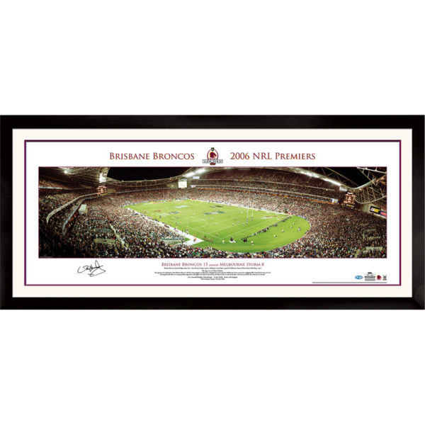 OUT OF STOCK Brisbane Broncos 2006 Grand Final panoramic-signed by Darren Lockyer