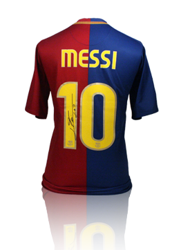 Lionel Messi signed and framed Barcelona shirt