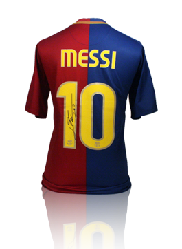 Lionel Messi signed and framed Barcelona shirt