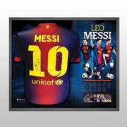 Lionel Messi signed and framed limited edition shirt.