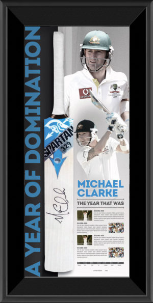 Michael Clarke Domination - signed and framed limited edition Bat-free delivery within Australia on this item and free Triple Centurions lithograph unframed