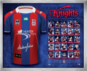 Newcastle Knights 25 Year Anniversary jersey personally signed Andrew Johns