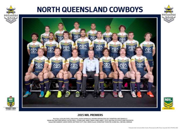 Cowboys 2015 Premiers team photo framed