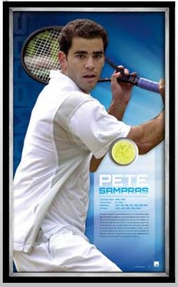 Pete Sampras action graphic signed tennis ball  Framed