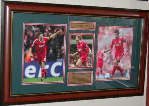 Liverpool FC framed piece- Gerrard and Suarez