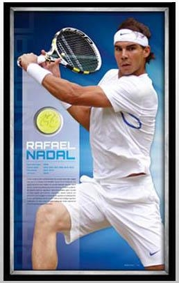 Rafael Nadal action graphic signed tennis ball  Framed