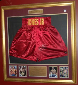 Roy Jones Jnr signed and framed trunks
